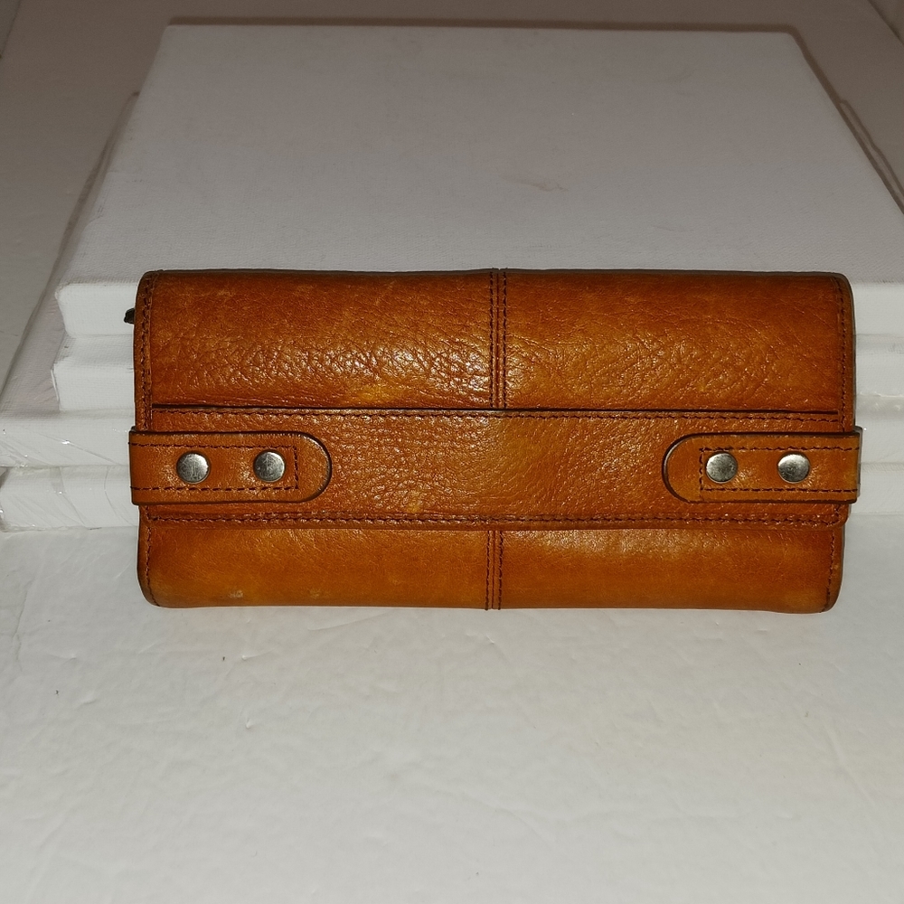 Fossil Leather Studded Trifold Wallet